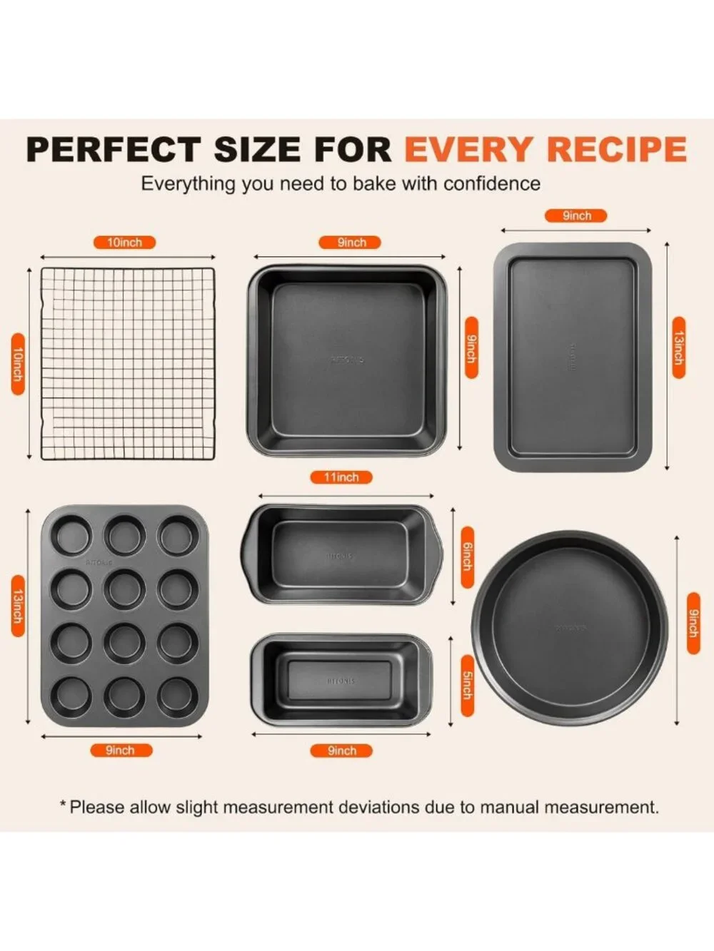Nonstick 8-Piece Baking Pans Set with Baking Glove - Essential Kitchen Bakeware